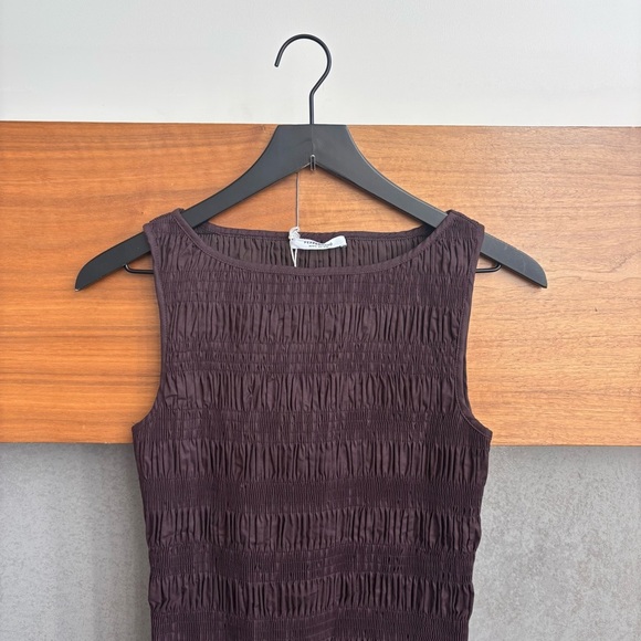 NWT Peppermayo Exclusive - Garden Kisses Shirred Mini Dress - Chocolate, Size 6 - Picture 7 of 15